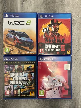 Pack 4 Juegos PS4: WRC 6, RDR2, GTA V, FIFA 20