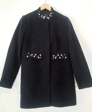 Abrigo Zara Negro Talla L Perlas