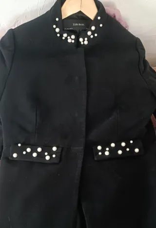 Abrigo Zara Negro Talla L Perlas