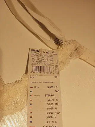 Sujetador encaje Señora o Señorita, talla 90B.