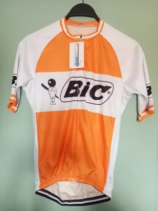 Maillot Ciclismo BIC Naranja Blanco Talla S nuevo