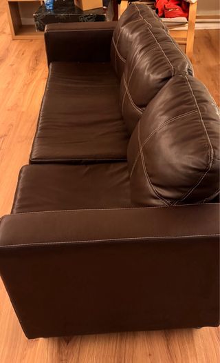 Sofá 3 plazas polipiel marrón