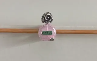 Charm Frasco Perfume Rosa Flor Plata