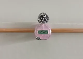 Charm Frasco Perfume Rosa Flor Plata