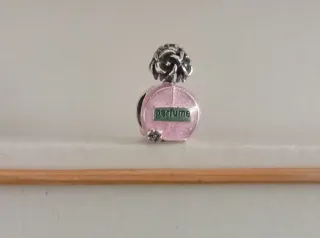 Charm Frasco Perfume Rosa Flor Plata