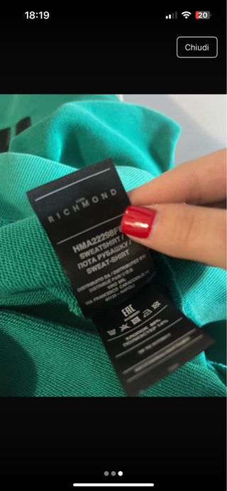 Felpa Richmond verde con scritta RICH