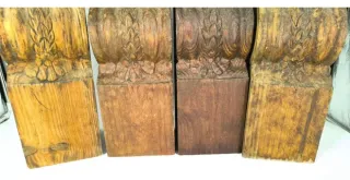 4 Figuras de Madera Tallada canes /ménsulas