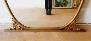 specchio GRANDE da comò cornice in legno VINTAGE