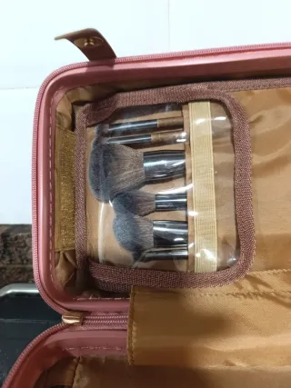 Maletín maquillaje vintage rosa y marrón