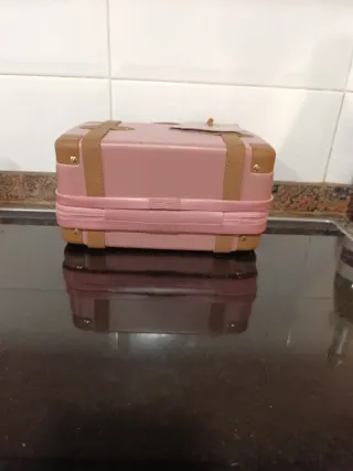Maletín maquillaje vintage rosa y marrón