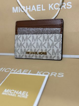 Portacartellini Michael Kors Bianco e Marrone
