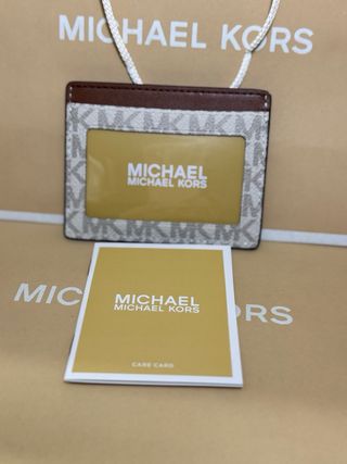 Portacartellini Michael Kors Bianco e Marrone