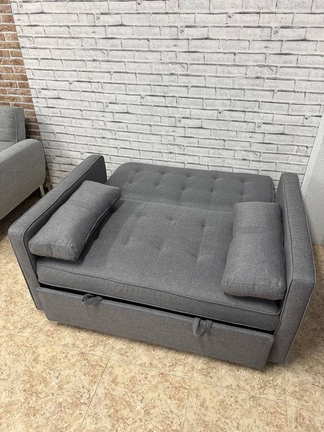 Sofá Máximo Confort Reclinable Tela Gris Oscuro