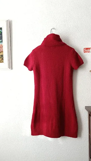 Vestido punto rojo cuello alto TALLA M