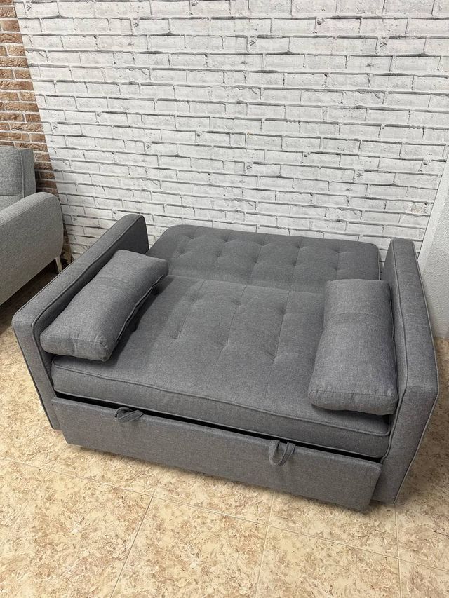 Sofá Moderno Reclinable Centro Abatible 2 Plazas