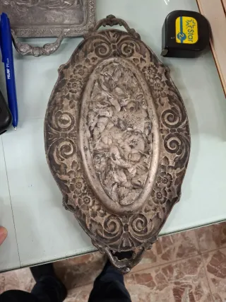 Bandeja de estaño antigua 31x17 cm