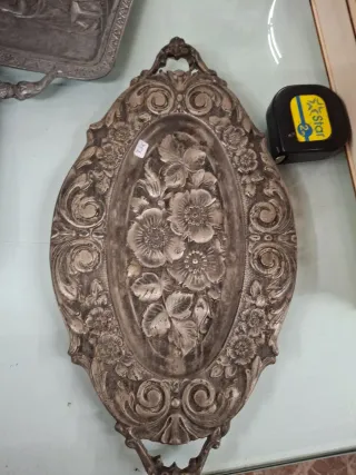 Bandeja de estaño antigua 31x17 cm