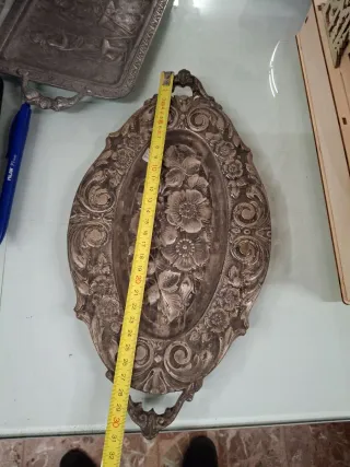 Bandeja de estaño antigua 31x17 cm