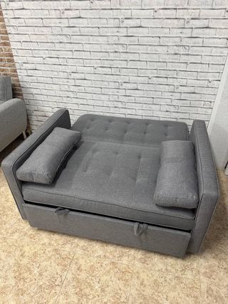Sofá Reclinable Tela Resistente Gris Fácil Limpiez