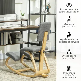Silla Ergonómica Respaldo Gris Madera