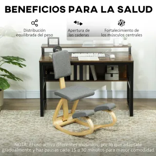 Silla Ergonómica Respaldo Gris Madera