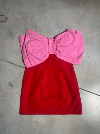 Vestido Mini Sfera Talla S Lazo Rosa Rojo