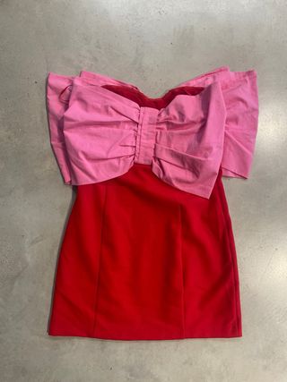 Vestido Mini Sfera Talla S Lazo Rosa Rojo