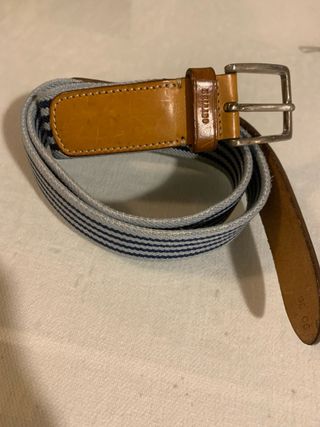 Cinturón tela rayas azul y marrón