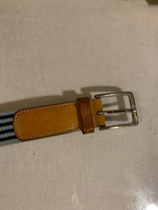 Cinturón tela rayas azul y marrón