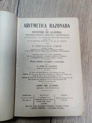 Aritmética razonada y nociones de álgebra.