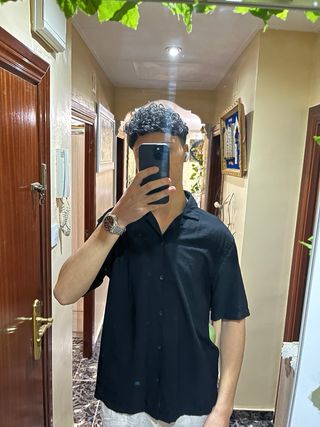 Camisa Zara Negra Manga Corta