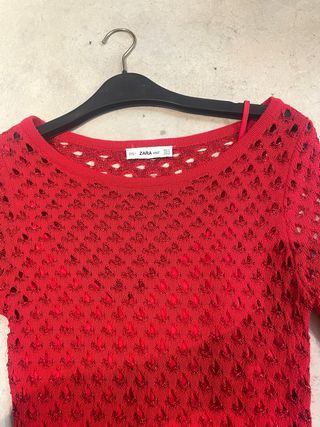 Vestido Zara Rojo Texturizado Talla S