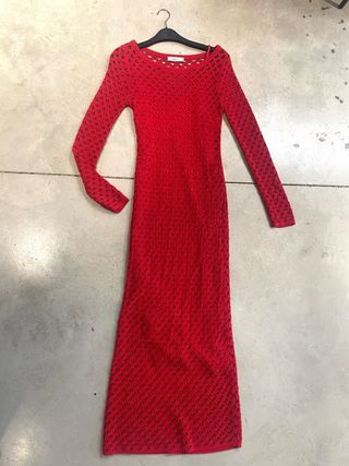 Vestido Zara Rojo Texturizado Talla S