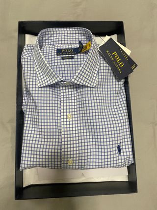 Camisa Polo Ralph Lauren Cuadros Azul Talla L