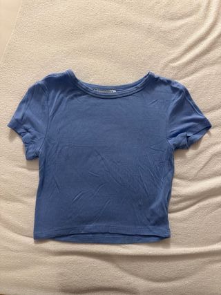 Camiseta Zara azul manga corta