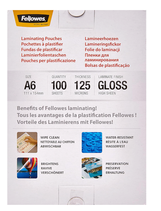 Fundas plastificar Fellowes A6 (100 uds)