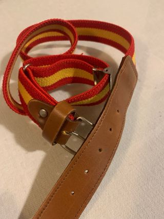 Cinturón tela rayas rojas y amarillas