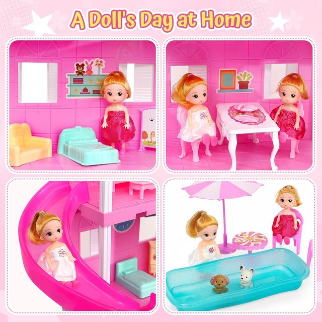 Casa de Muñecas 4 Pisos con Muebles