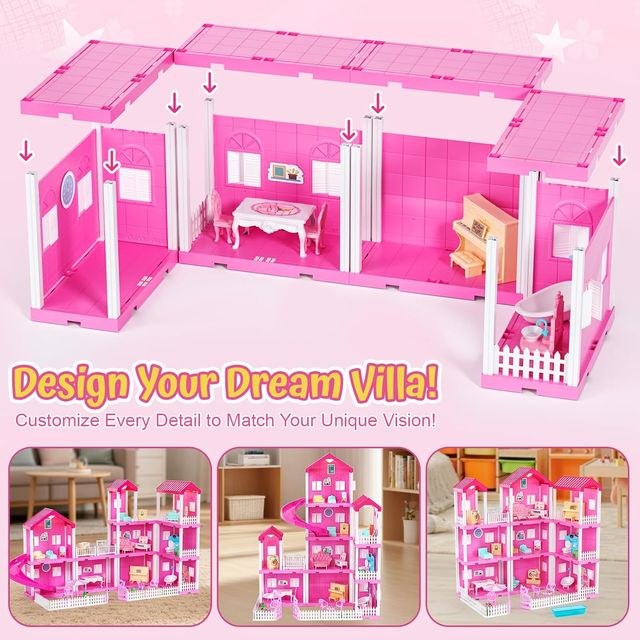 Casa de Muñecas 4 Pisos con Muebles