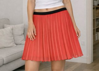 Gonna Plissettata Chiffon Rosa Corallo RELISH