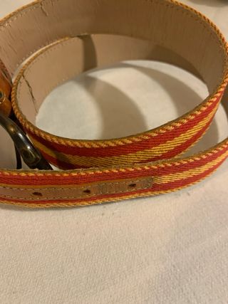Cinturón tela rayas rojo y amarillo