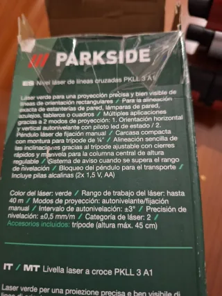 Nivel láser Parkside líneas cruzadas