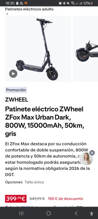 Patinete eléctrico ZWheel ZFox Max Urban