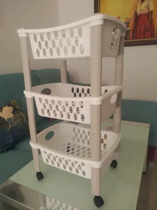 Carro verdulero Otello gris/blanco 3 cajones/rueda