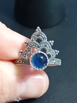 Anillo Plata Ley Corona Azul