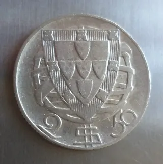 Moneda Plata 2.5 Escudos 1943. Portugal.