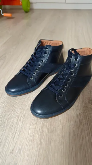 Zapatillas altas piel azul T40