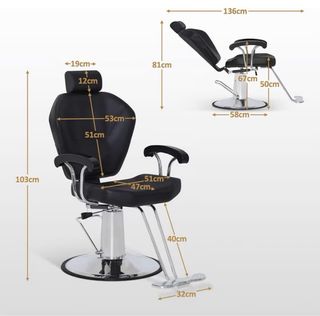 Sillón de barbero negro como nuevo
