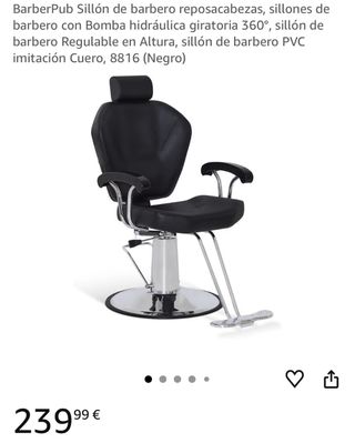Sillón de barbero negro como nuevo