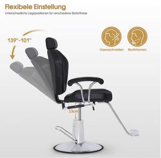 Sillón de barbero negro como nuevo